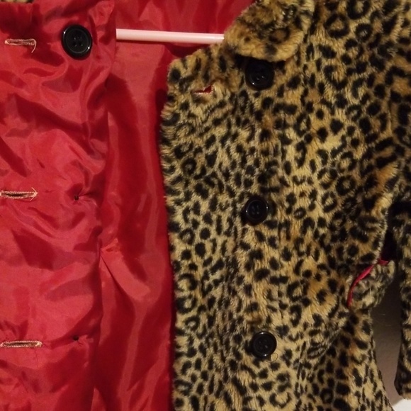 Size 3T Leopard Print Faux Fur Coat - Picture 4 of 6